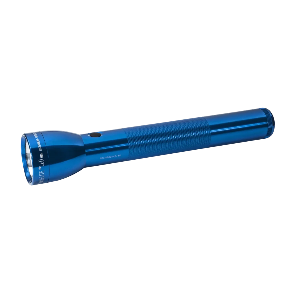 Maglite ML300L 3-Cell D LED flashlight in black anodized aluminum with knurled grip.